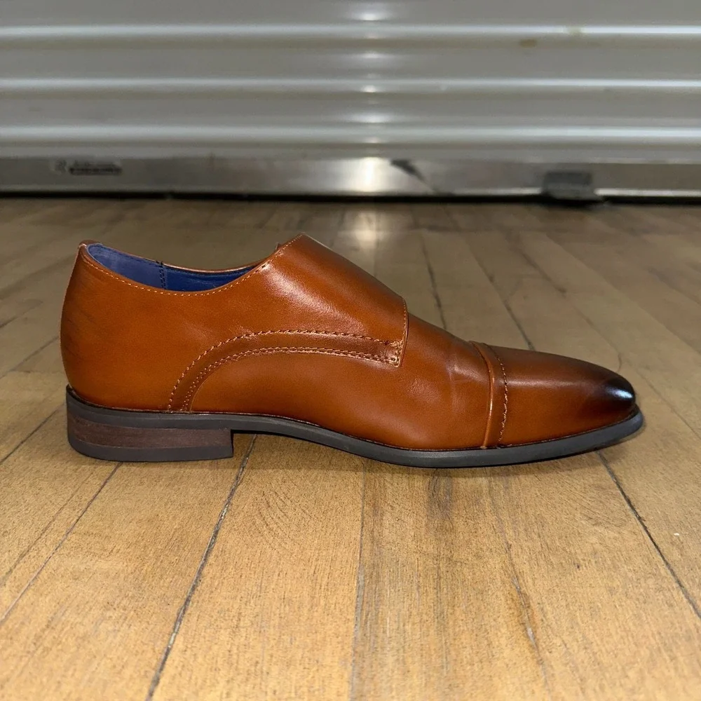 Bruno Marc Hutchingsonwide 2 Formal Shoes Mens 6.5 Brown Leather Monk Strap‎